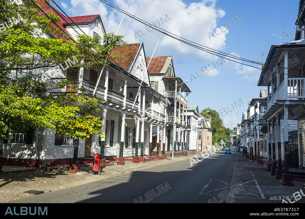 Colonial wooden buildings, UNESCO World Heritage Site, Paramaribo, Surinam, South America.
