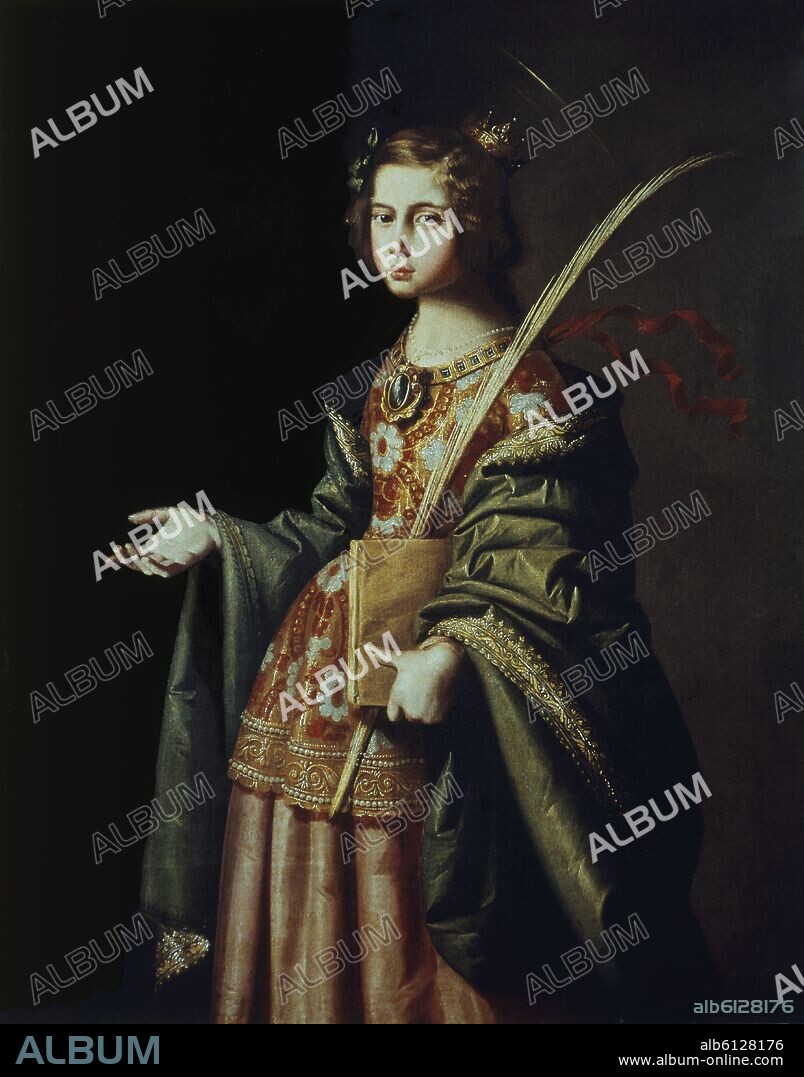FRANCISCO DE ZURBARAN. 'Santa Isabel de Turingia', 1635-1640, Óleo sobre lienzo, 125 x 100,5 cm, Barroco español.
