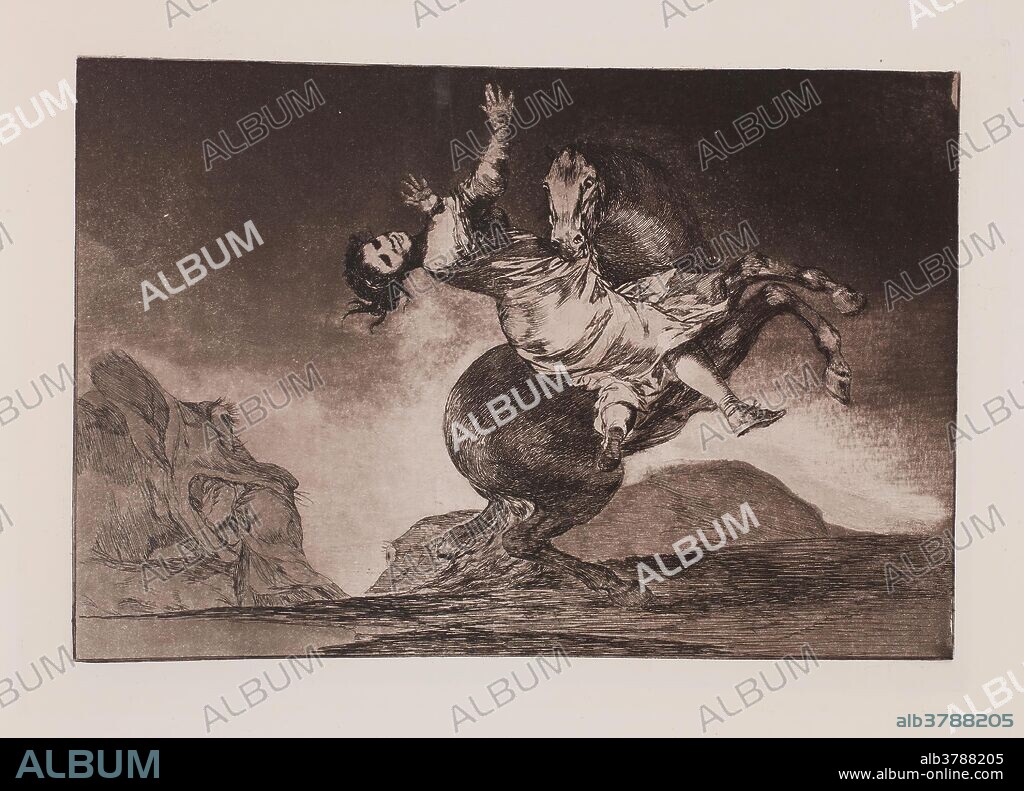 Francisco de Goya y Lucientes / 'El caballo raptor'. 1815 - 1819. Aguafuerte, Aguatinta, Bruñidor, Punta seca, Estampación con entrapado sobre papel avitelado, ahuesado, 337 x 502 mm.