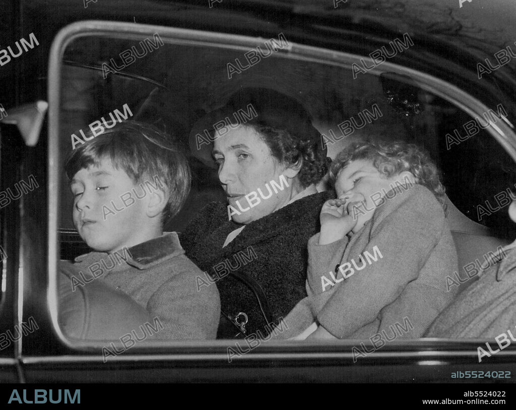 Royal Children Return To Clarence House -- Prince Charles and Princess Anne Photographed as they returned to Clarence House this morning, after, their morning drive. February 12, 1954. (Photo by Topical Press Agency Ltd.).