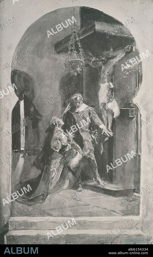 ALEJANDRO FERRANT (1843-1917). A BUEN JUEZ MEJOR TESTIGO - ILUSTRACION DE LA OBRA DE JOSE ZORRILLA - SIGLO XIX.