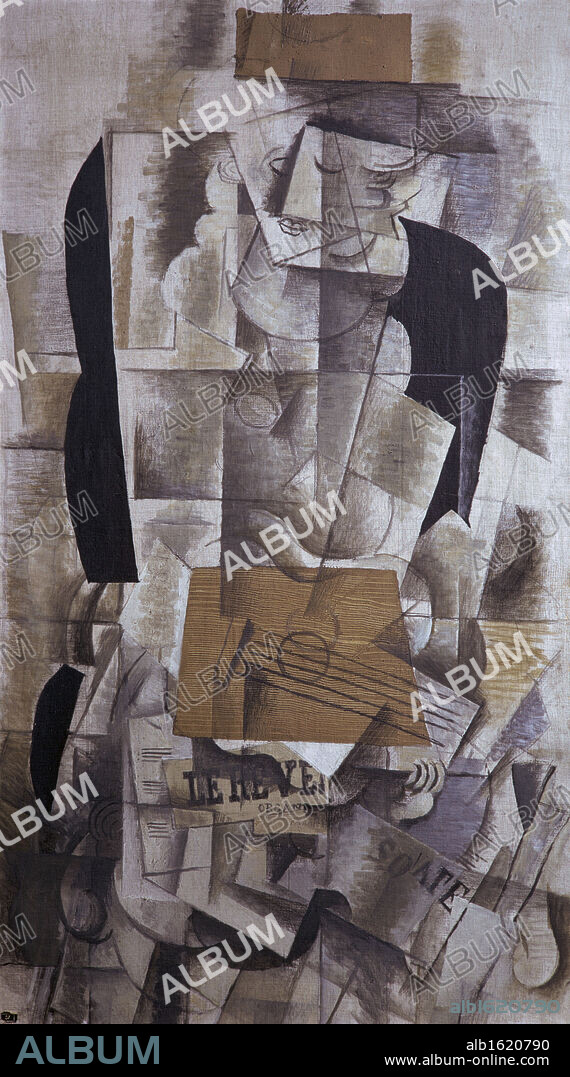 Young Girl With Guitar by Georges Braque, 1913, 1882-1963, France, Paris, Centre Georges Pompidou, Musee National d' Art Moderne.