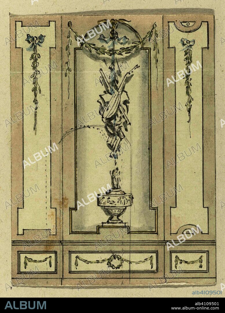 Design for a cabinet at Arent van Hasselt, Keizersgracht 584, Amsterdam. Draughtsman: Jurriaan Andriessen. Dating: 1783. Measurements: h 121 mm × w 92 mm.