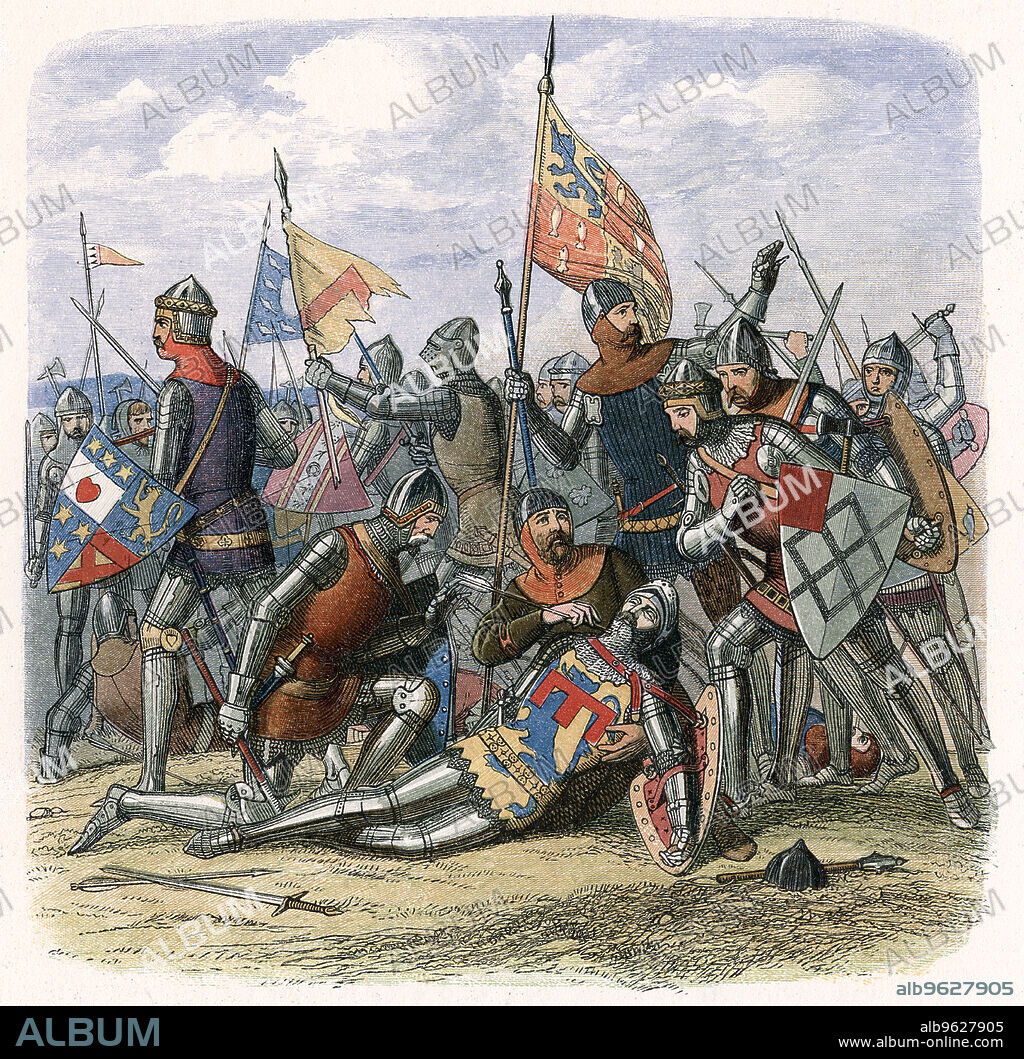 Death of Henry Percy (Harry Hotspur) at the Battle of Shrewsbury, 21 July 1403, (c1860). Together with his uncle, Thomas Percy, Hotspur (1364-1403) led the most serious of a series of uprisings during the reign of Henry IV. When the rebels met the king's army at Shrewsbury, Henry emerged victorious, and Hotspur was killed. After rumours persisted that he was not in fact dead, Henry had his body disinterred, quartered and sent to the four corners of the realm.
