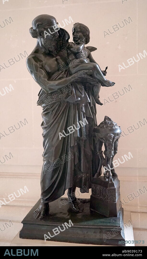 Anacreon et l'Amour; 1845. Bronze sculpture by Jean-Jacques, (James Pradier); 1790 1852.