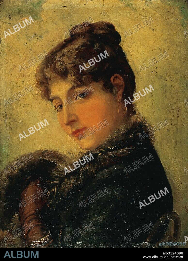 SIGLO XIX. EPOCA DEL REALISMO (1855-1874). MARTI ALSINA, Ramon (Barcelona,1826-1894). Pintor catalán. Su obra sentó las bases de una escuela auténticamente realista en Cataluña. "RETRAT FEMENI" (RETRATO FEMENINO). Oleo sobre madera (26,8 x 19,8 cm). Museu Diocesà de Barcelona. Cataluña.