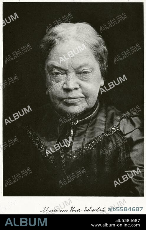 Ebner-Eschenbach, Marie Freifrau von, geb. Gräfin Dubsky, verehel. (Moritz). von E.-E.; Schriftstellerin; Zdislawitz (Mähren) 13.9.1830 - Wien 12.3.1916. Porträtaufnahme, um 1910.