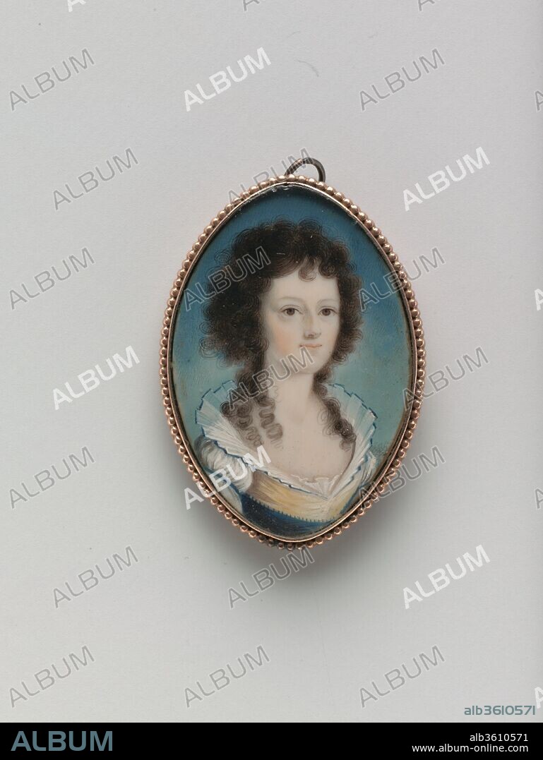 Mrs. James Bleecker (Sarah Bache). Artist: John Ramage (Ireland ca. 1748-1802 Montreal). Dimensions: 2 1/8 x 1 3/8 in. W (5.4 x 3.5 cm). Date: ca. 1795.
Sarah Bache (1774-1852) married James Bleecker (2003.64.1a-d) after the death of her sister Elizabeth (2002.476.2).