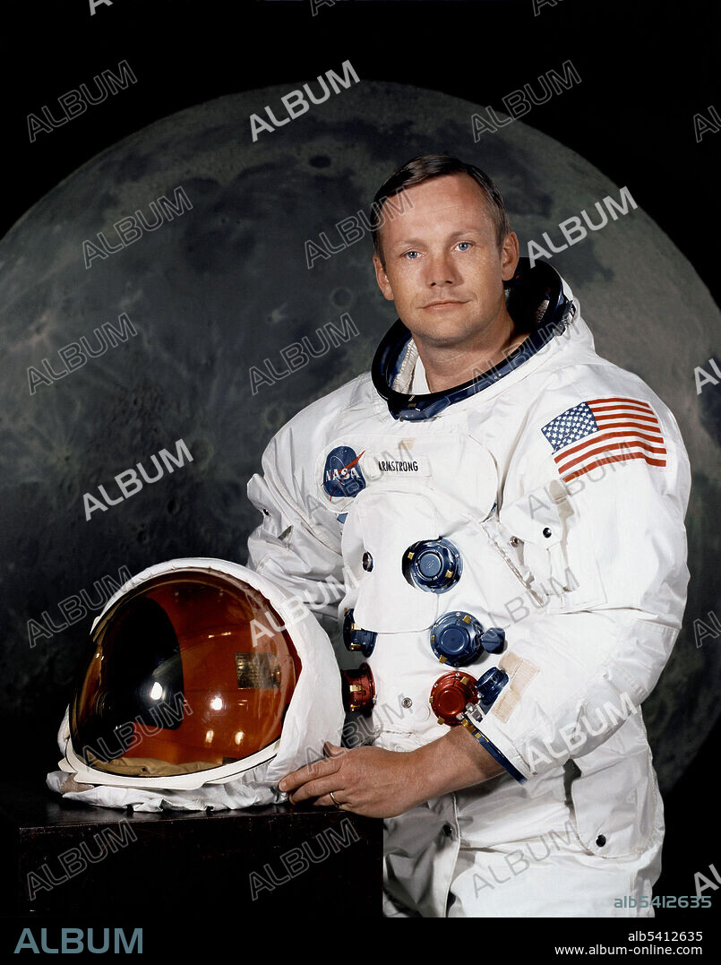 Astronaut Neil A. Armstrong, commander of the Apollo 11 Lunar Landing mission in his space suit, with his helmet on the table in front of him. Neil Alden Armstrong (August 5, 1930 - August 25, 2012) was an American astronaut and the first person to walk on the Moon. He was also an aerospace engineer, naval aviator, test pilot, and university professor. Before becoming an astronaut, Armstrong was an officer in the US Navy and served in the Korean War. A participant in the US Air Force's Man in Space Soonest and X-20 Dyna-Soar human spaceflight programs, Armstrong joined the NASA Astronaut Corps in 1962. He made his first space flight, as command pilot of Gemini 8, in 1966, becoming NASA's first civilian astronaut to fly in space. On this mission, he performed the first docking of two spacecraft, with pilot David Scott. His second and last spaceflight was as mission commander of the Apollo 11 moon landing, in July 1969. On this mission, he and Buzz Aldrin descended to the lunar surface and spent two and a half hours exploring, while Michael Collins remained in lunar orbit in the Command Module. Along with Collins and Aldrin, he was awarded the Presidential Medal of Freedom by President Richard Nixon. In 1978, President Jimmy Carter presented Armstrong the Congressional Space Medal of Honor in and his former crewmates received the Congressional Gold Medal in 2009. He died in 2012, at the age of 82, after complications from coronary artery bypass surgery.