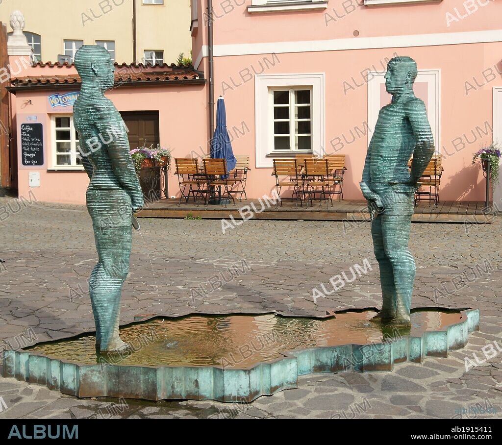 Czech Republic. Prague. Peeing Statues by Czech sculptor David Cerny (1967).