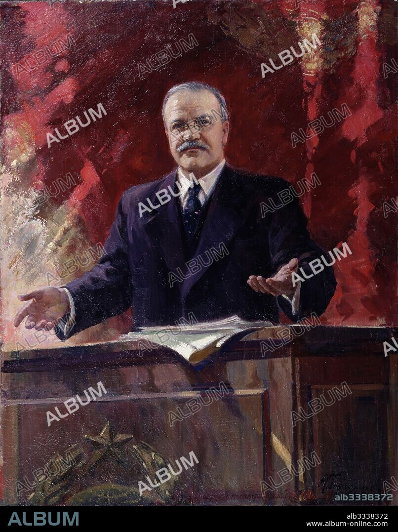 ALEXANDER MIKHAILOVICH GERASIMOV. Molotov speaking in the Bolshoi Theatre on November 6, 1947.