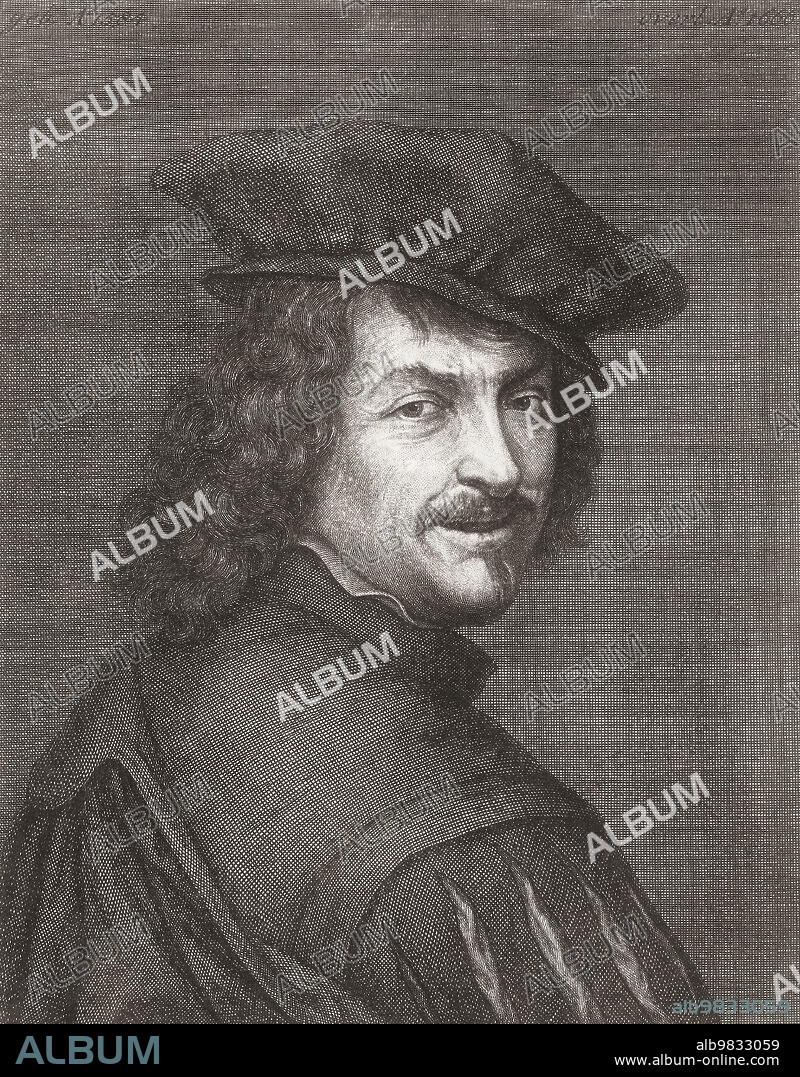 François Duquesnoy or Frans Duquesnoy, 1597 1643. Flemish Baroque sculptor. From a print by William Pether after a painting by Charles Le Brun.