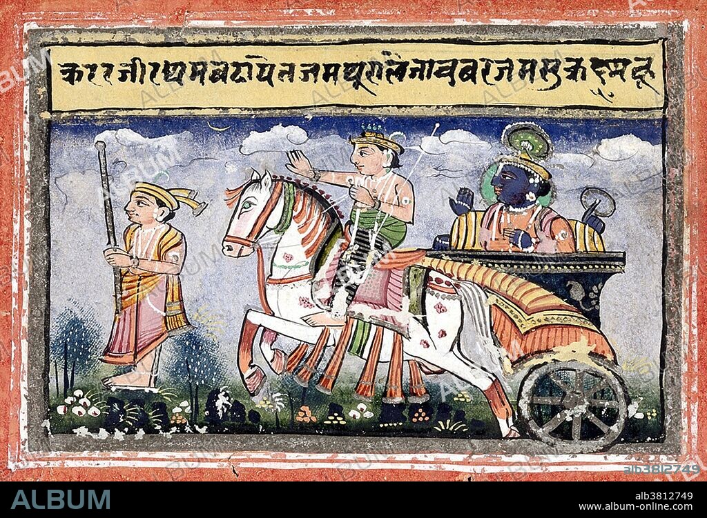 Krishna riding in a chariot going to Mathura. Krishna is the god of compassion, tenderness, and love in Hinduism. He is one of the most widely revered and popular Indian divinities, worshipped as the eighth incarnation of the Hindu god Vishnu and also as the supreme God in his own right. Krishna's birthday is celebrated every year by Hindus on Janmashtami according to the lunisolar Hindu calendar, which falls in late August or early September. Krishna is also known by numerous names, such as Govinda, Mukunda, Madhusudhana, Vasudeva, and Makhan chor in affection. The anecdotes and narratives of Krishna's life are generally titled as Krishna Leela. He is a central character in the Mahabharata, Bhagavata Purana and the Bhagavad Gita, and is mentioned in many Hindu philosophical, theological, and mythological texts. They portray him in various perspectives: a god-child, a prankster, a model lover, a divine hero, and as the supreme power. His iconography reflects these legends, and show him in different stages of his life, such as an infant eating butter, a young boy playing a flute, a young man with Radha or surrounded by women devotees, or a friendly charioteer giving counsel to Arjuna.