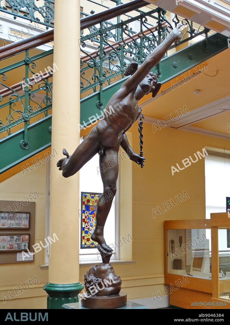 Bronze statue depicting 'The Flying Mercury'. The original by Giambologna (1529-1608) Flemish sculptor, celebrated for his marble and bronze statuary in a late Renaissance or Mannerist style. Dated 16th Century.