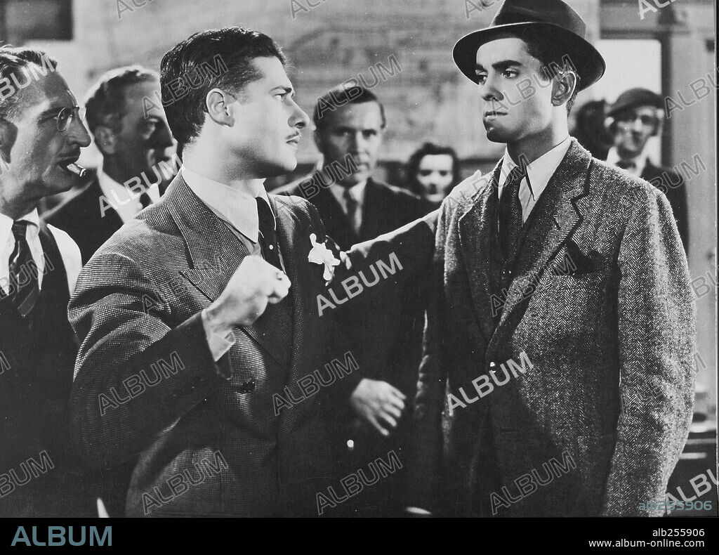 DON AMECHE and TYRONE POWER in LOVE IS NEWS, 1937, directed by TAY GARNETT. Copyright 20TH CENTURY FOX.