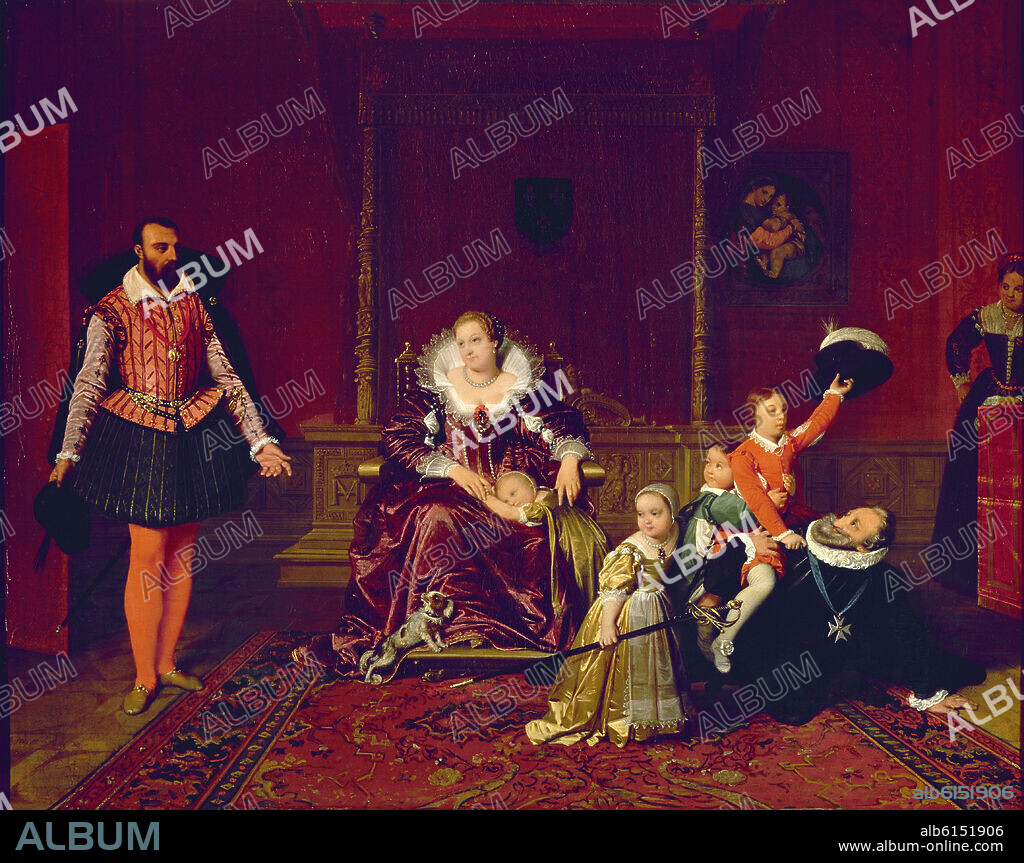JEAN AUGUSTE DOMINIQUE INGRES. ENRIQUE IV  DE FRANCIA CON SU ESPOSA MARIA DE MEDICIS Y SUS HIJOS.