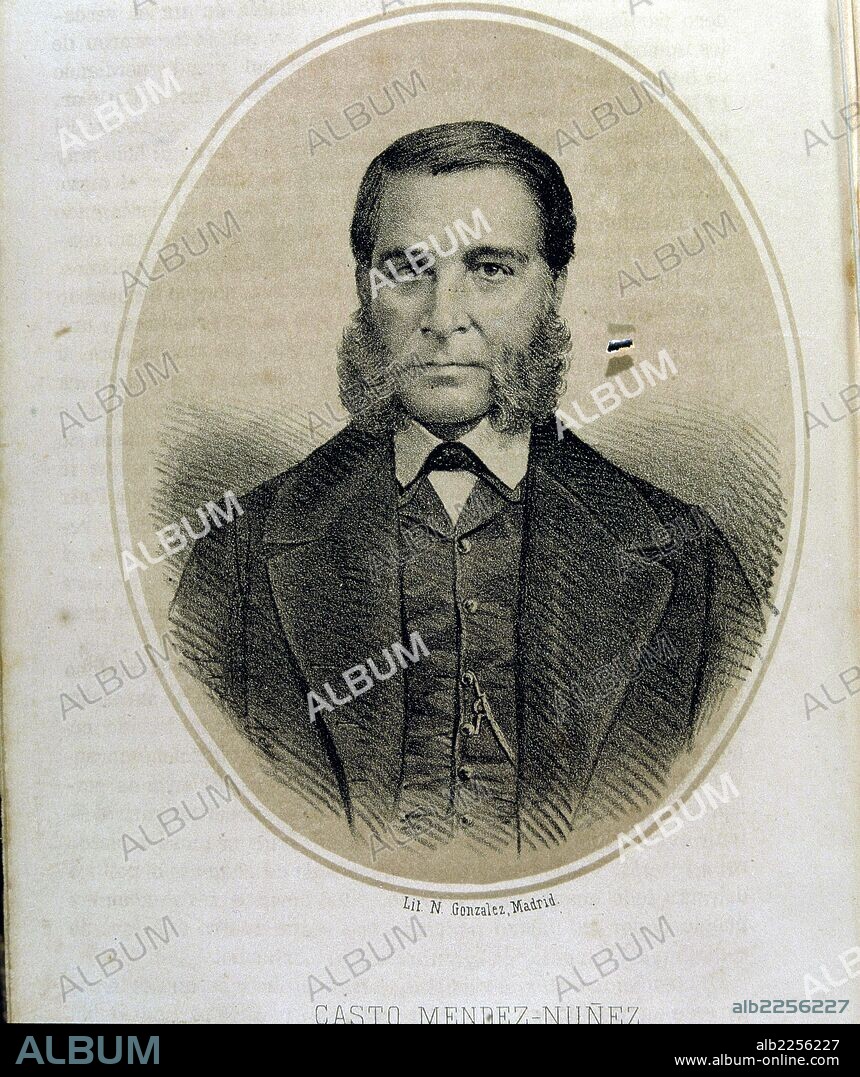 MENDEZ NUÑEZ , CASTO. MARINO ESPAÑOL. VIGO 1824 - 1869. GRABADO DE N. GONZALEZ. MADRID.