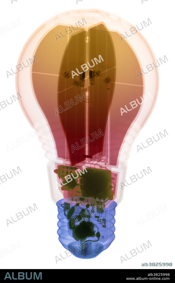 X-ray of an energy efficient light bulb. This bulb uses Light emitting diode (LED) technology.