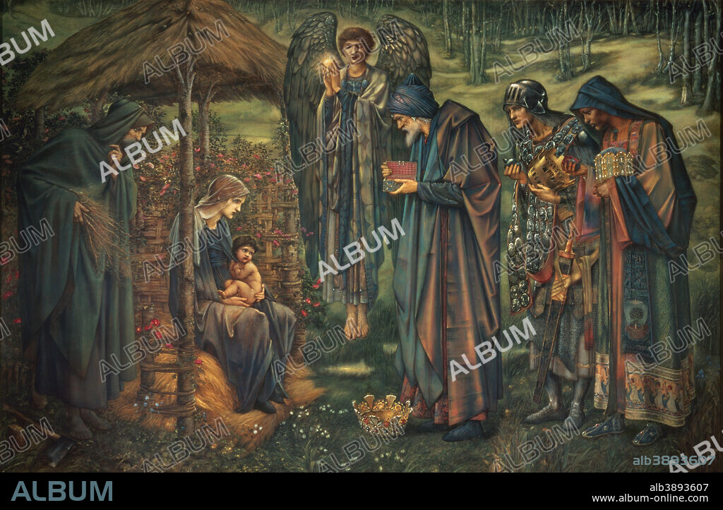 EDWARD BURNE-JONES. The Star of Bethlehem. Date/Period: 1885/1890. Painting. Watercolour and bodycolour with scraping on ten sheets of J. Whatman Turkey Mill Kent paper dated 1882 or 1883, on stretcher. Width: 3868 mm. Height: 2560 mm.