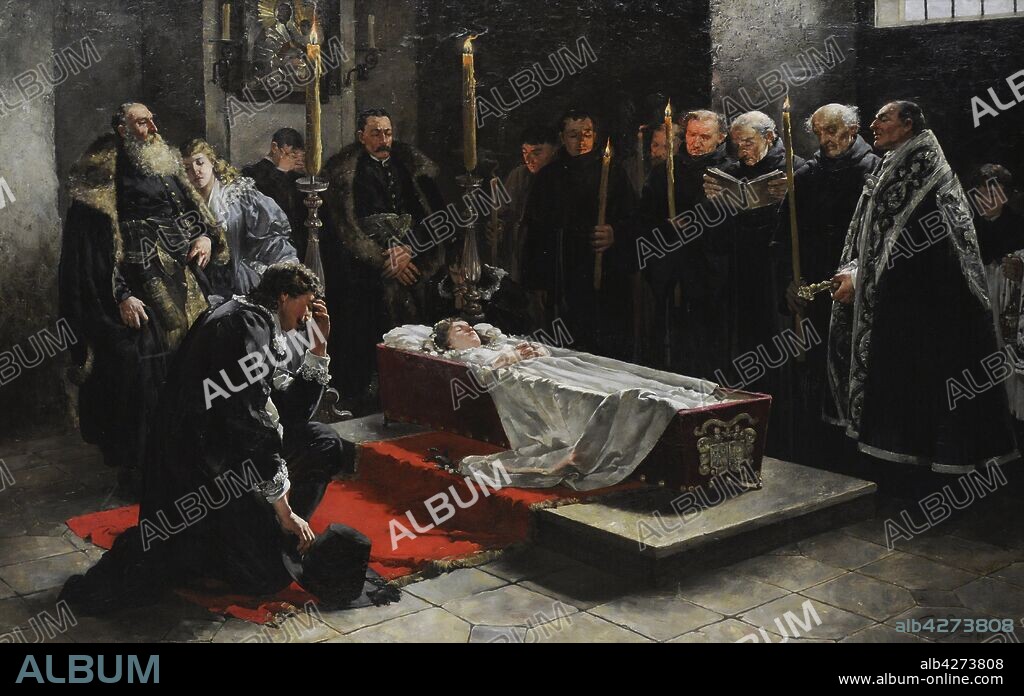 Stanislaw Wojciech Bergman (1862-1930). Pintor polaco. Stanislaw Oswiecim ante el cadáver de Anna Oswiecim, 1888. Galería de Arte Polaco del siglo XIX (Lonja de los Paños, Sukiennice). Museo Nacional de Cracovia. Polonia.