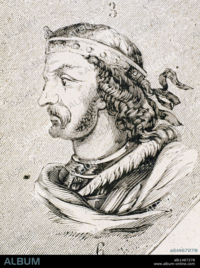 ERVIGIO. Rey visigodo (680 a 687). Sucesor de Wamba al cual le dió un narcótico para arrebatarle el trono. Grabado.
