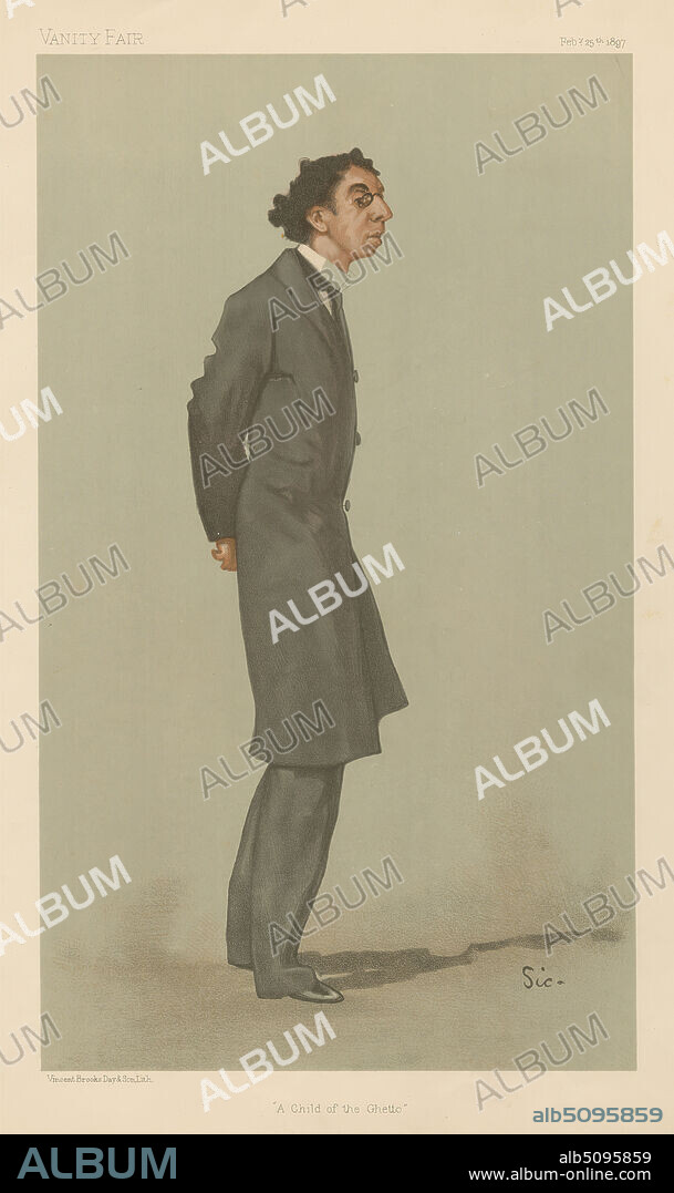Vanity Fair: Literary; 'A Child of the Ghetto', Mr. Israel Zangwill, February 25, 1897, Walter Richard Sickert, 18601942, British, born in Germany, 1897, Chromolithograph.