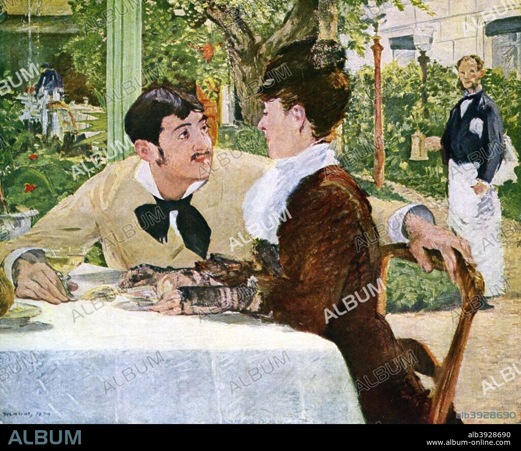 'The Garden of Pere Lathuille', 1879 (1938). Found in the collection of the Musee des Beaux-Arts, Tournai, Belgium. Plate taken from Manet, by Robert Rey, published by William Heinemann Ltd (1938).