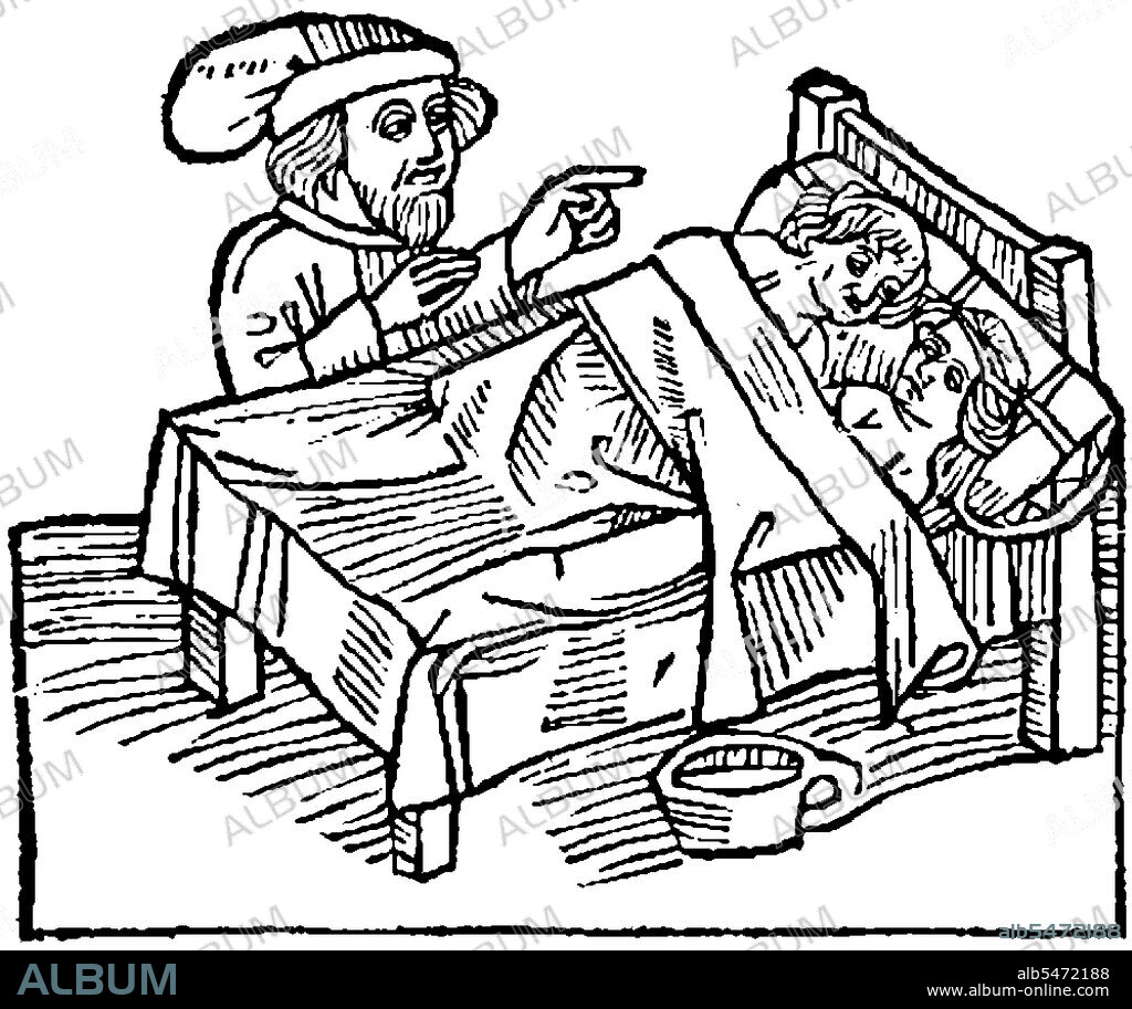 Ritual defloration, as pictured in the travels of Sir John Mandeville (1484 edition): 'Another isle is there, full fair and good and great, and full of people, where the custom is such, that the first night that they be married, they make another man to lie by their wives for to have their maidenhead: and therefore they take great hire and great thank'.