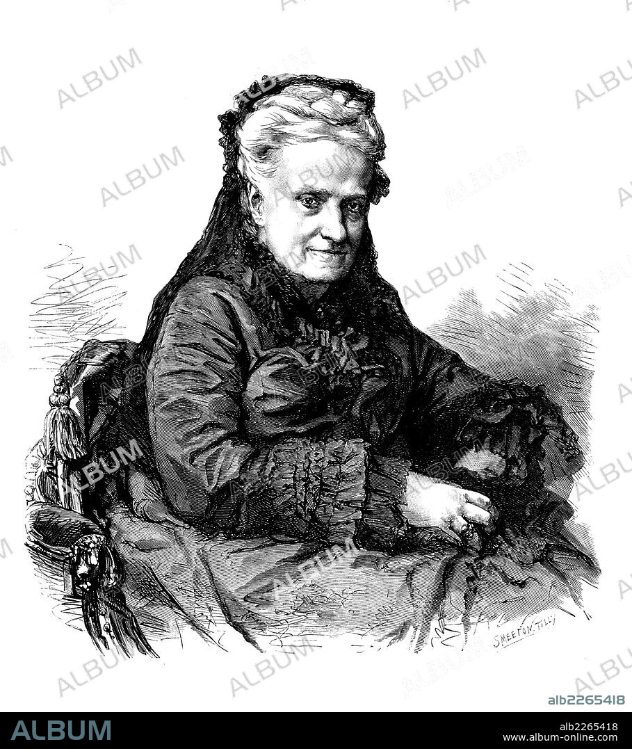 Doña Maria Cristina de Borbón-Dos Sicilias (1806-1878), madre de Isabel II de España y cuarta esposa de Fernando VII. Reina y regente de 1833 a 1840. Grabado de 1870.