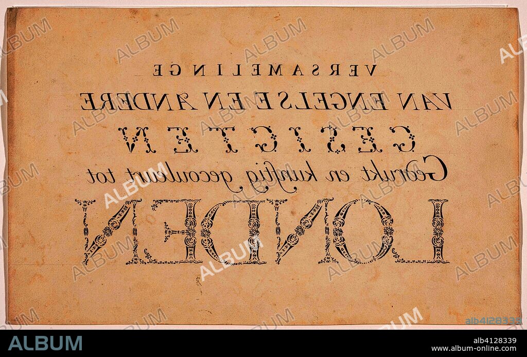 Tekstblad bij een verzameling opticaprenten. Versamelinge van Engelse en andere gesigten gedrukt en kunstig gecouleurt tot Londen (title on object). Draughtsman: anonymous. Dating: 1700 - 1799. Place: Netherlands. Measurements: h 331 mm × w 532 mm.