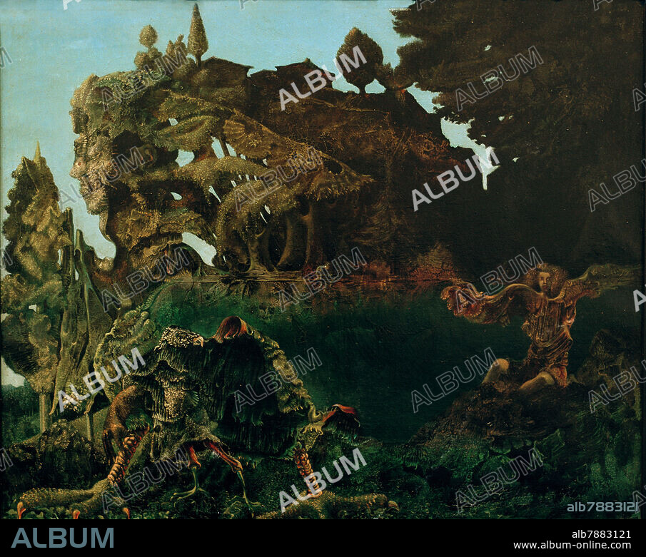 MAX ERNST. Ernst, Max 1891-1976. "Swamp Angel", 1940. Oil on canvas, 65 × 81 cm. Private collection.