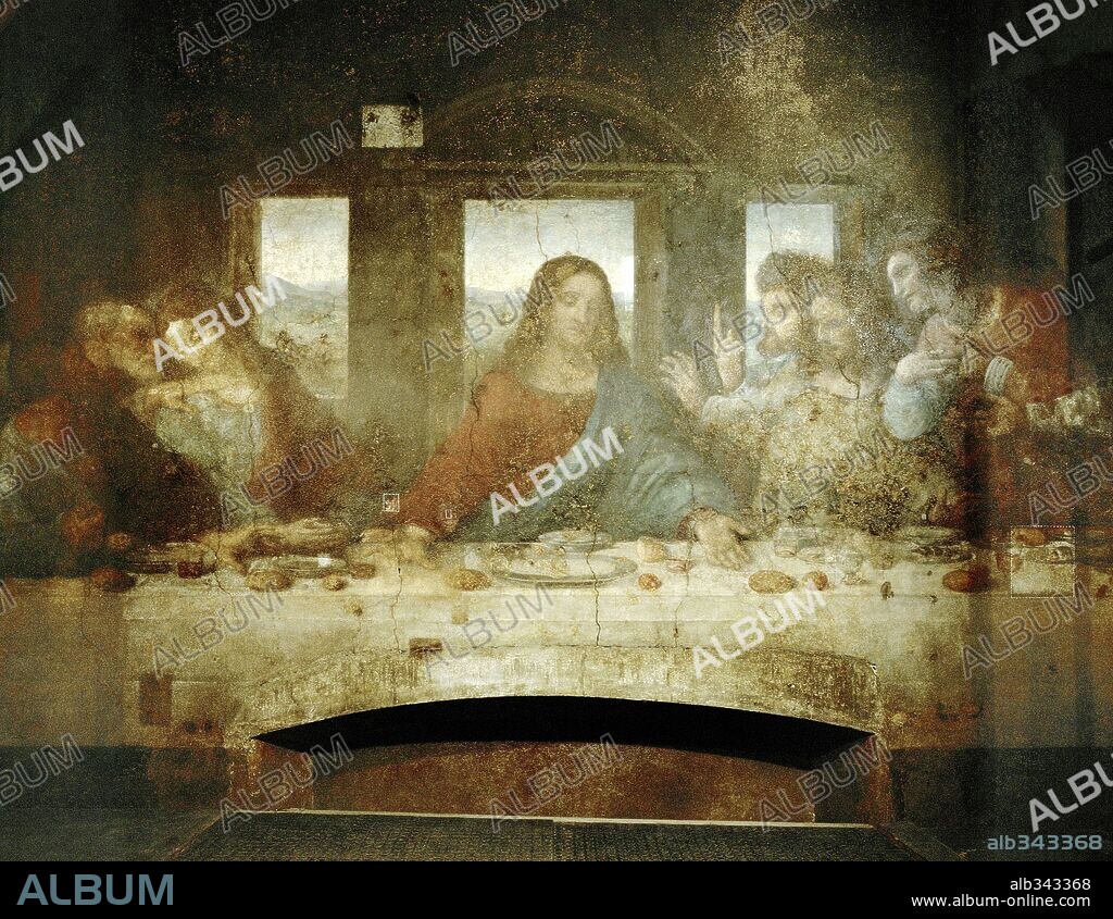 Leonardo Da Vinci / 'The Last Supper, detail before the restoration', 1495-1497.