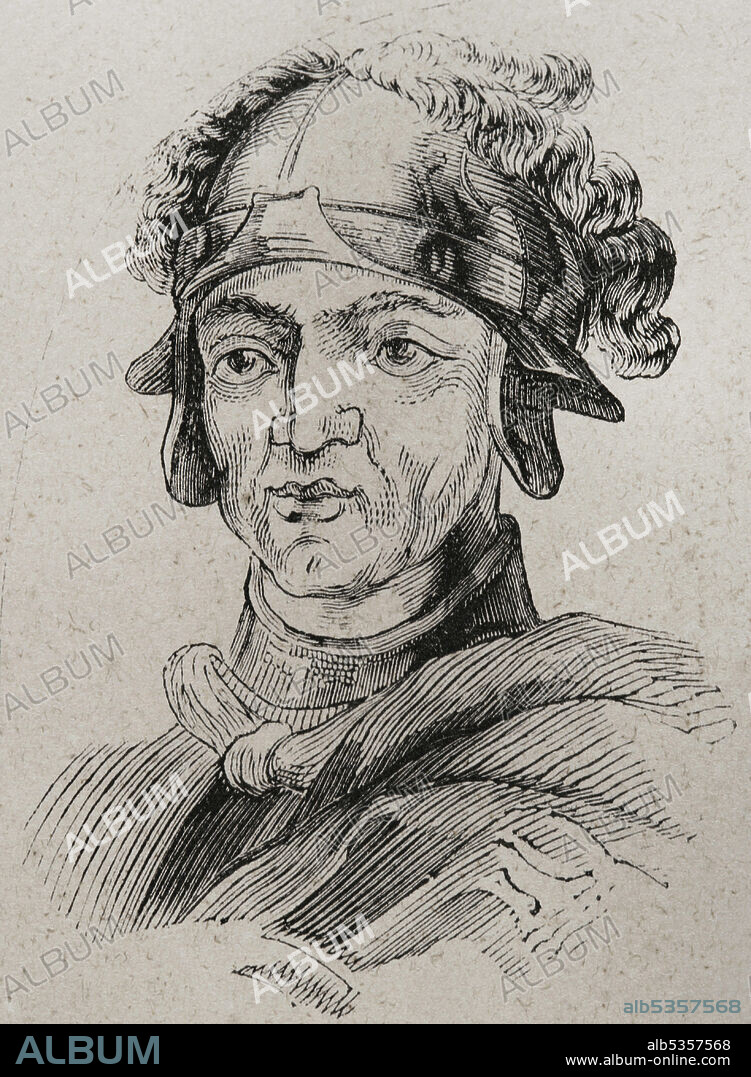 Ramiro I de Asturias (h. 790-850). Rey de Asturias entre los años 842 y 850. Retrato. Grabado. Las Glorias Nacionales. Tomo II, edición Madrid-Barcelona, 1853.