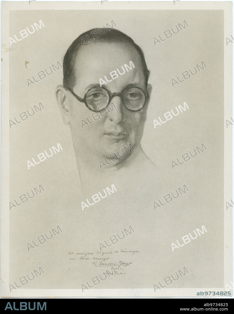1928. Photograph of the portrait that Rafael Sanchís Yago made of the journalist Miguel de Zárraga.