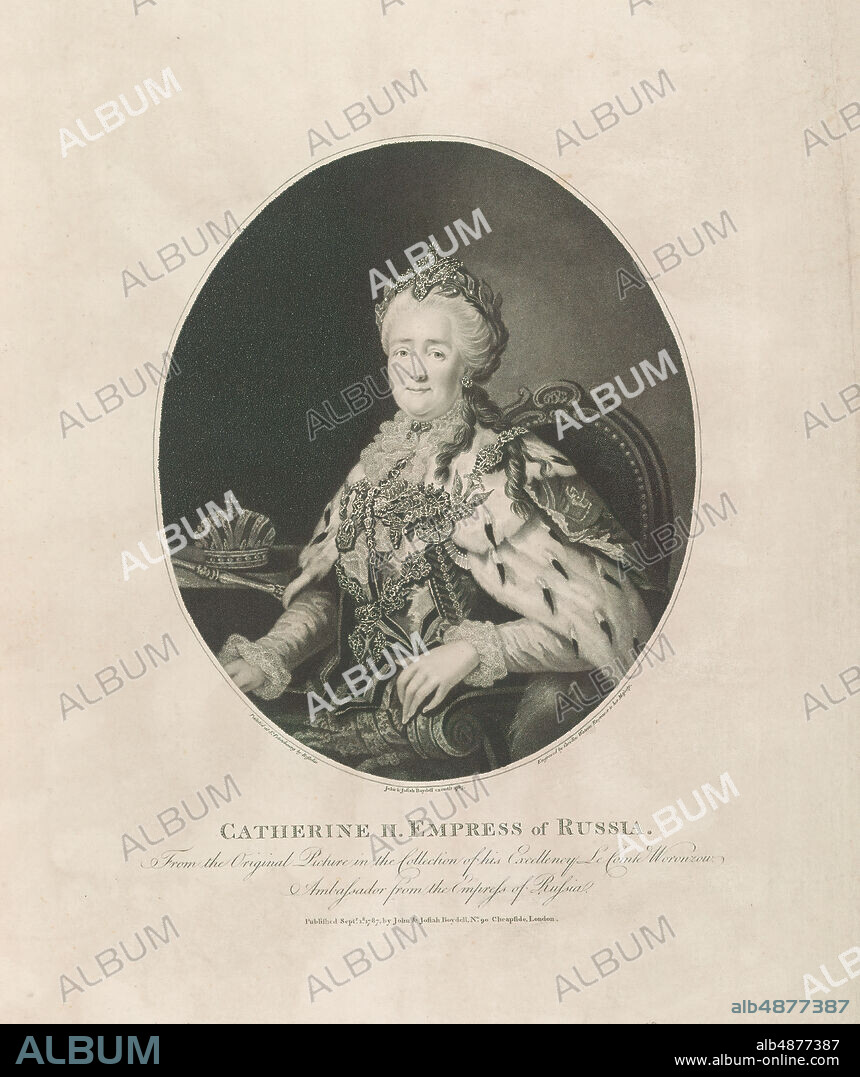 Caroline Watson, Portrait of Catherine II, Empress of Russia, 1787, stipple engraving on paper, 9 1/2 in. x 8 in. (24.1 cm. x 20.3 cm.).