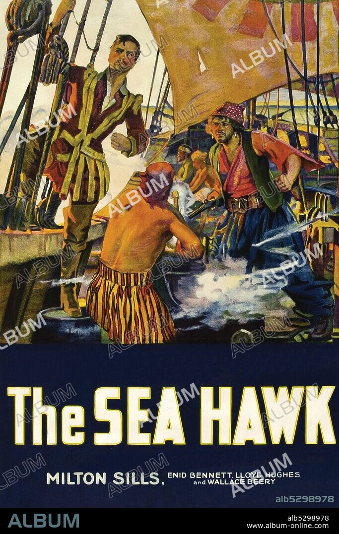 Pirates on Ship.  The Sea Hawk is a 1924 American silent adventure film about an English noble sold into slavery who escapes and turns himself into a pirate king. Directed by Frank Lloyd, the screen adaptation was written by J. G. Hawks based upon the Rafael Sabatini novel of the same name. The movie is based on the 1915 novel by Rafael Sabatini, The Sea Hawk. It premiered on June 2, 1924, in New York City, twelve days before its theatrical debut..