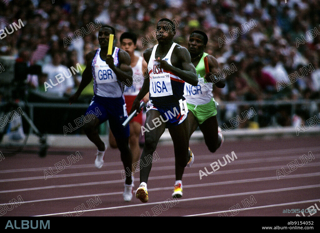 Barcelona, ??Spain 1992-08-06 Olympic Games, here Carl Lewis at 4 x 100 meters. Photo: Ingar Storfjell / NTB.