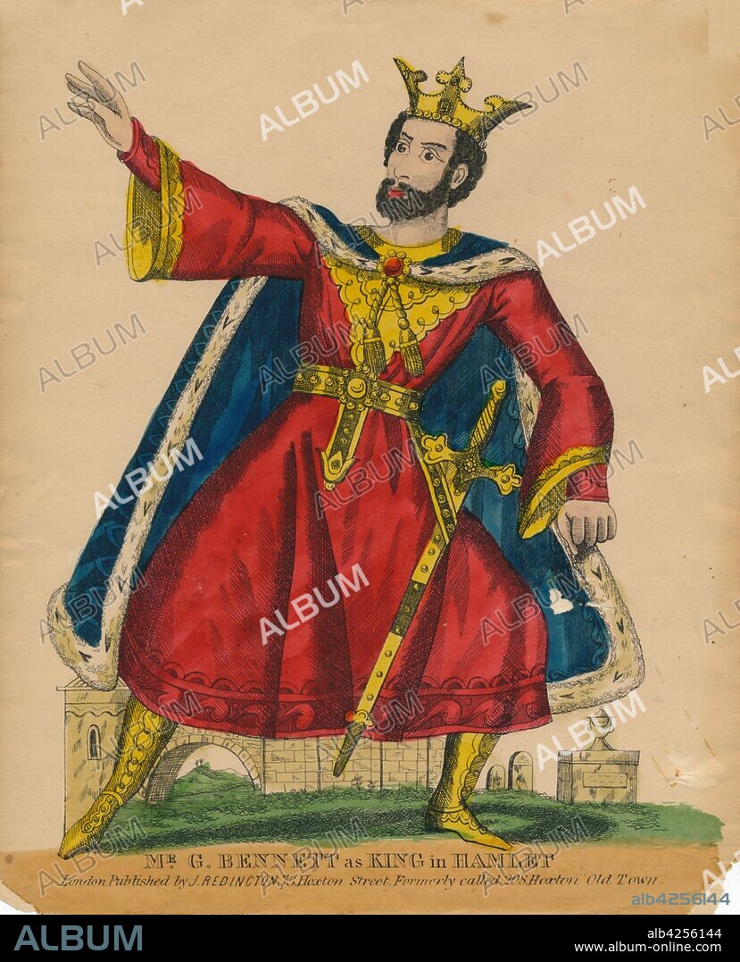 'Mr. G. Bennett as King in Hamlet', c1849.. British actor George John Bennett (1800-1879) in "Hamlet", play by William Shakespeare. [J. Redington, London].
