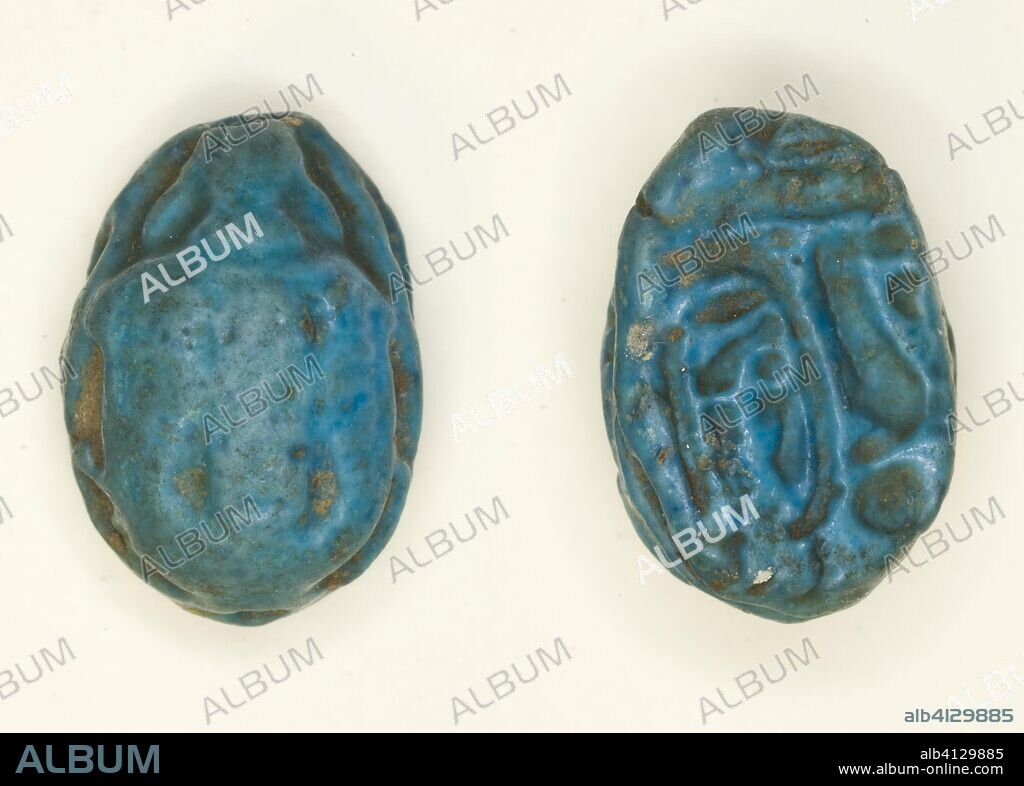 ANCIENT EGYPTIAN. Scarab: Usermaatra Setepenra (Rameses II). Egyptian. Date: 1279 BC-1213 BC. Dimensions: 2.2 × 1.3 × 1.3 cm (7/8 × 1/2 × 1/2 in.). Faience. Origin: Egypt.