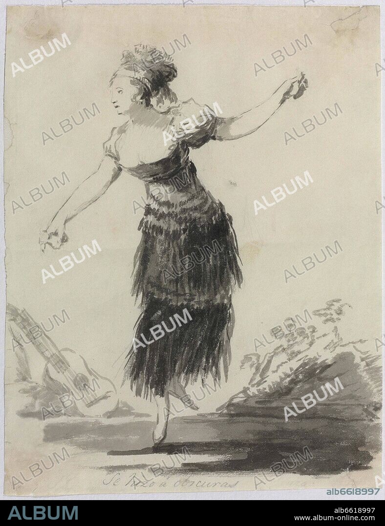 FRANCISCO DE GOYA. SE HIZO A OBSCURAS - 1800 - DIBUJO SOBRE PAPEL AMARILLENTO PINCEL Y AGUADA DE TINTA CHINA.