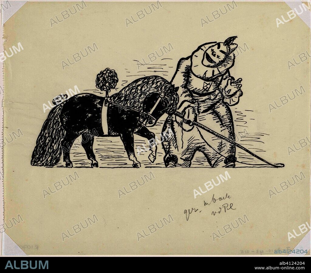 Pierrot drew pony with plume (sketch). Draughtsman: Leo Gestel. Dating: c. 1935 - before 1936. Measurements: h 212 mm × w 255 mm; h 110 mm × w 210 mm.