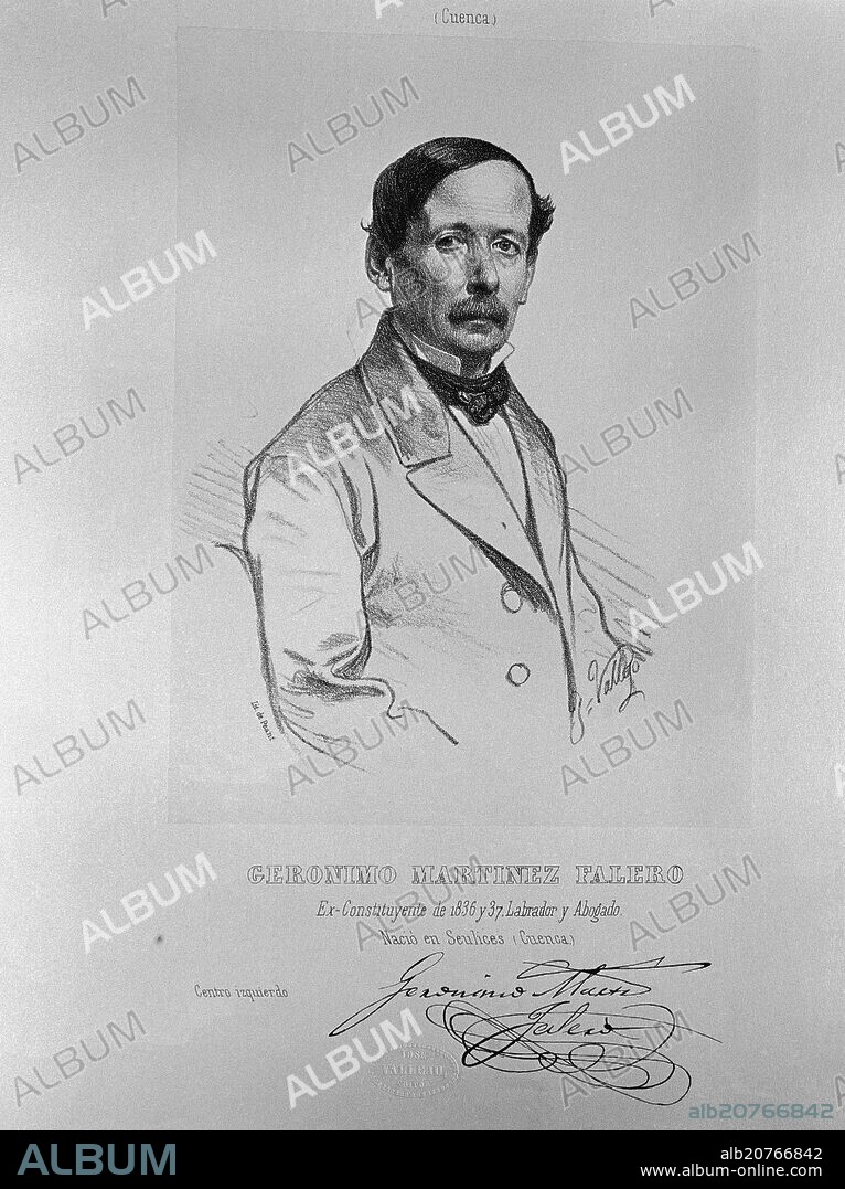 JOSE VALLEJO Y GALEAZO. GERONIMO MARTINEZ FALERO- EX CONSTITUYENTE DE 1836- ABOGADO Y LABRADOR- LITOGRAFIA DE PEANT.