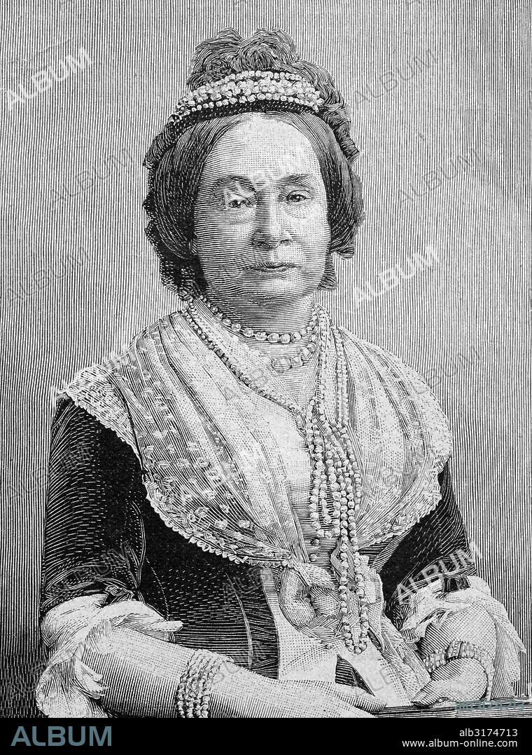 Princess sophie of the netherlands, wife of charles alexander, grand duke of saxe-weimar-eisenach, 1824 - 1897, historical illustration.