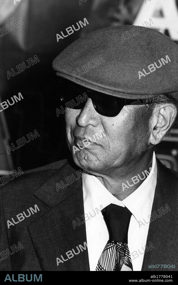 Akira Kurosawa in Milan. The Japanese director Akira Kurosawa wearing a hat. Milan, 1976.