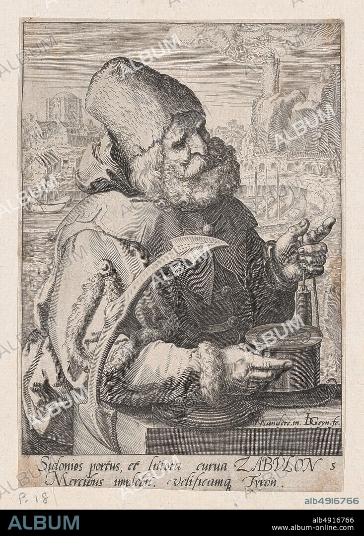 Jacques de Gheyn II, Zebulon, from The Twelve Sons of Jacob, The Twelve Sons of Jacob, Jacques de Gheyn II (Netherlandish, Antwerp 15651629 The Hague), after Karel van Mander I (Netherlandish, Meulebeke 15481606 Amsterdam), Engraving, Sheet: 6 3/16 × 4 5/16 in. (15.7 × 10.9 cm), Prints.