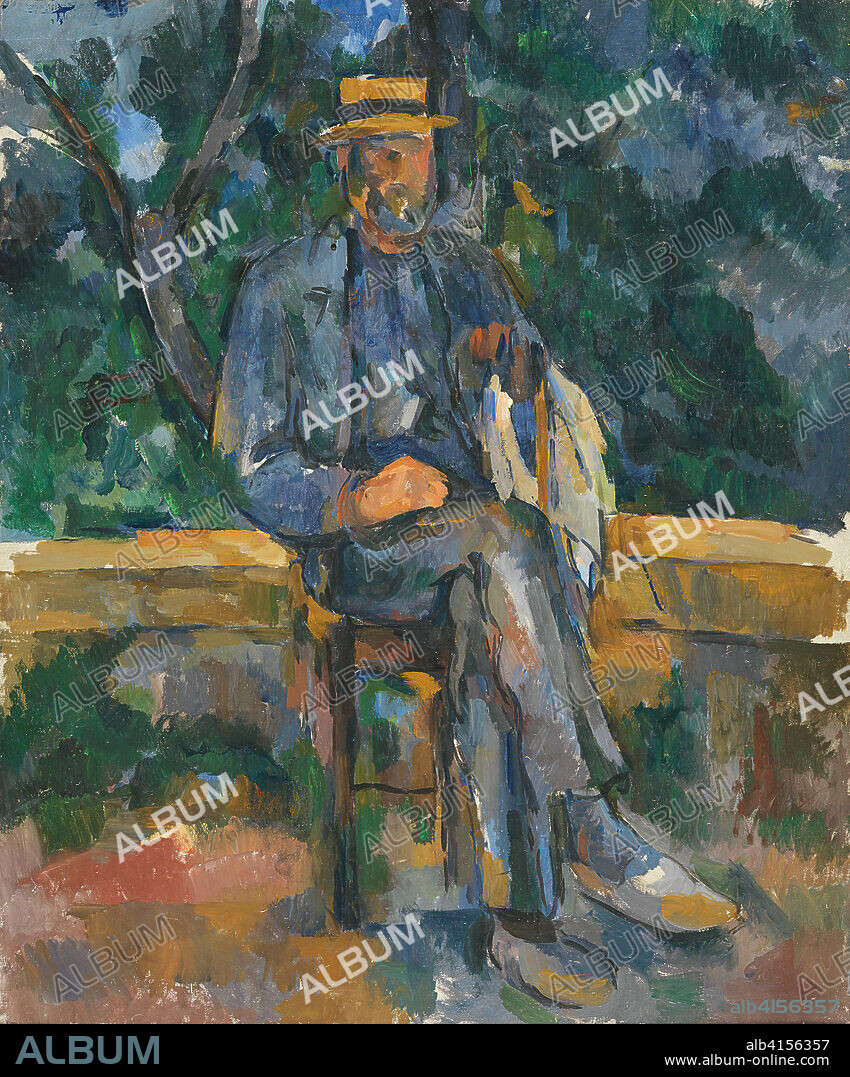 PAUL CÉZANNE. Paul Cézanne (Aix-en-Provence, 1839-1906). Hombre sentado (1905 - 1906). Óleo sobre lienzo. 64,8 x 54,6 cm.