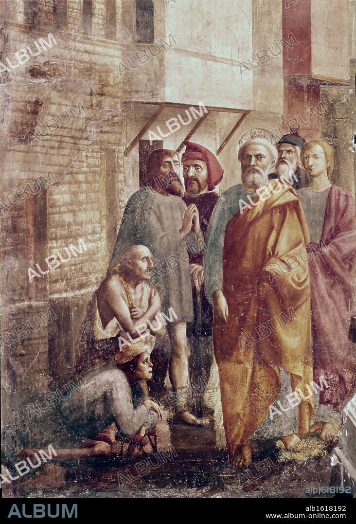 St. Peter Healing The Sick With His Shadow (From The Life Of St. Peter Cycle) 1425-28 Masaccio (1401-1428 Italian) Fresco Cappella Brancacci, Santa Maria del Carmine, Florence, Italy.