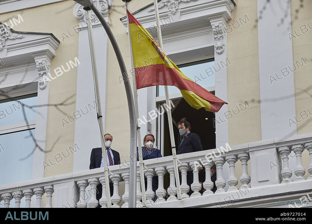 Madrid, 25/02/2021. Sede del Consejo General del Poder Judicial, en la calle Marqués de la Ensenada. Reunión del Consejo. Vocales. En la imagen, Álvaro Cuesta Martínez, Rafael Fernández Valverde y Vicente Guilarte Gutiérrez. Foto: Guillermo Navarro. ARCHDC.