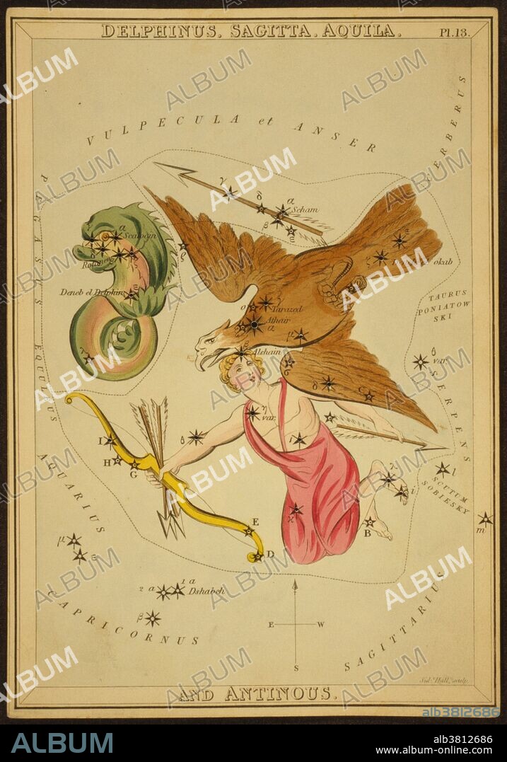 Delphinus, Sagitta and Aquila Constellations, 1825