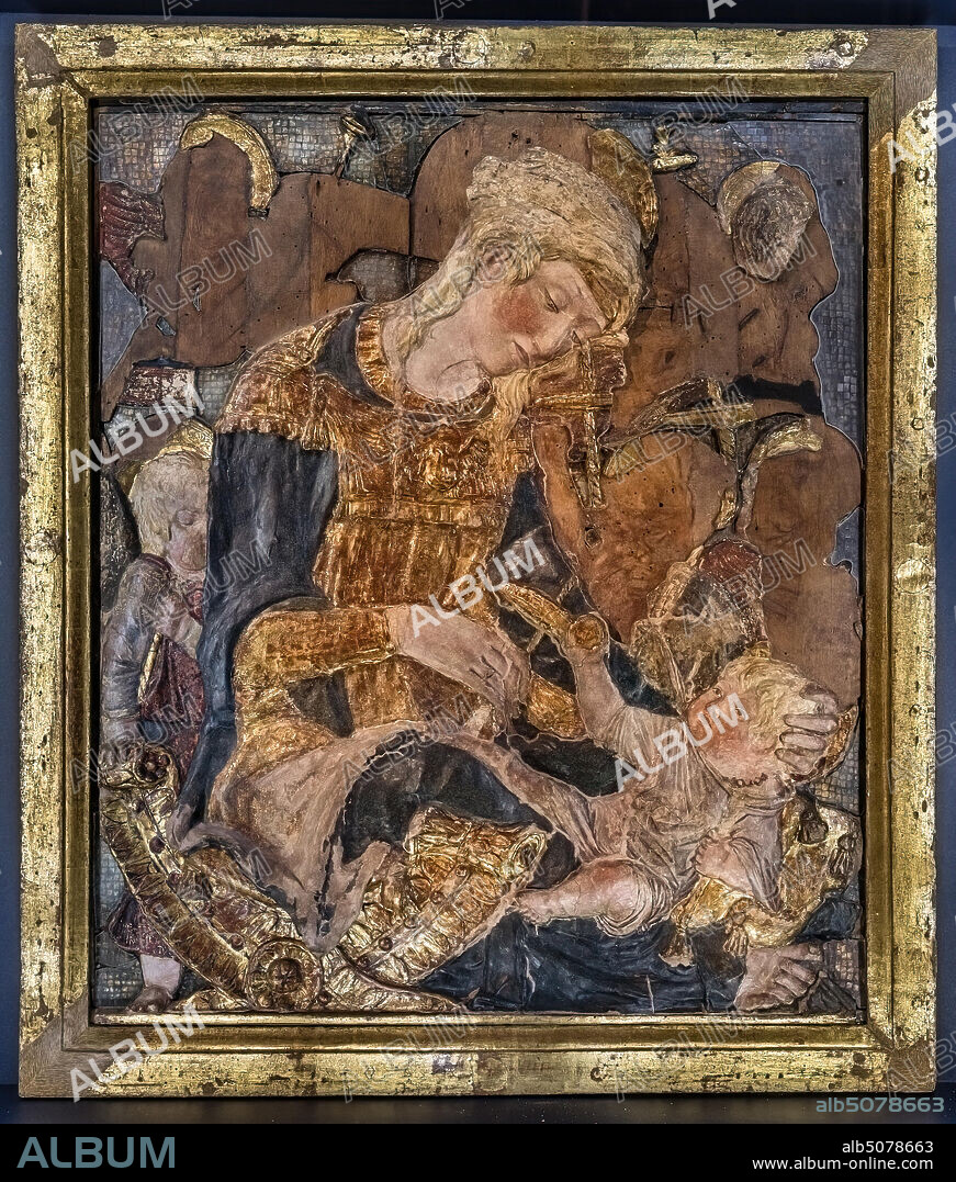 Donatello: "Madonna and Child and Angels, known also as Madonna of Rope Makers", before 1443, polychrome and coloured stucco on a wooden support, with a mecca varnish and glazed.
